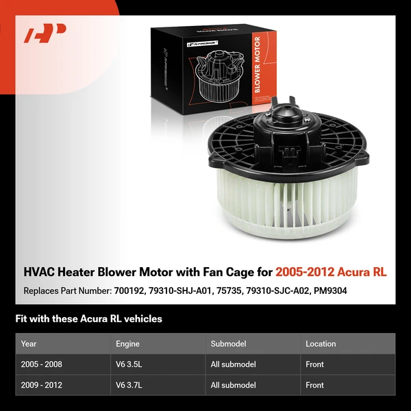 HVAC Heater Blower Motor with Fan Cage for 2005-2012 Acura RL