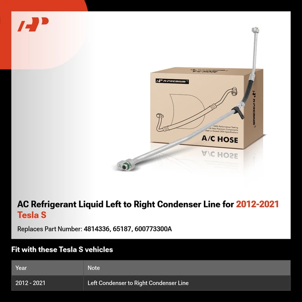 AC Refrigerant Liquid Left to Right Condenser Line for 2012-2021 Tesla S