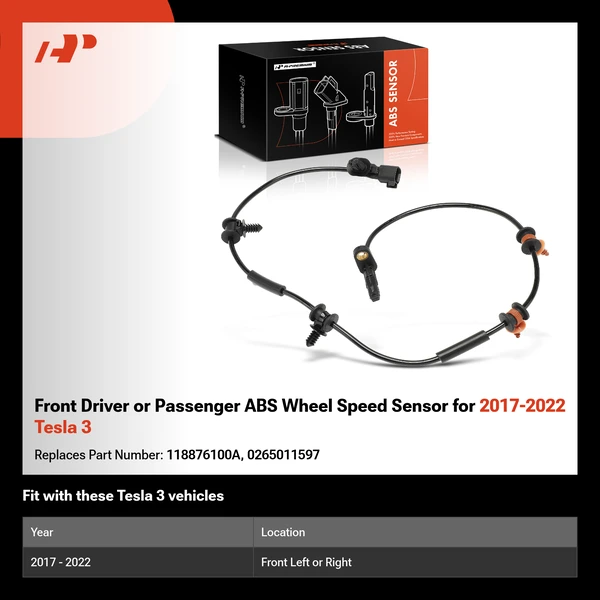 Front Driver or Passenger ABS Wheel Speed Sensor for 2017-2022 Tesla 3