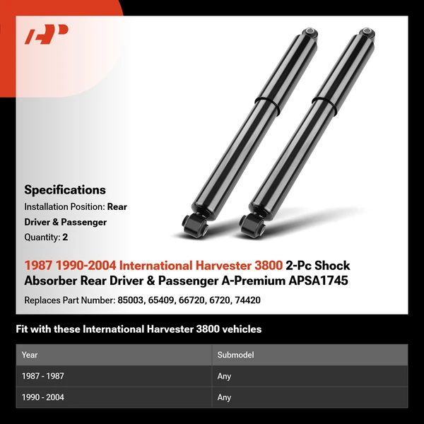 1987 1990-2004 International Harvester 3800 2-Pc Shock Absorber Rear Driver & Passenger A-Premium APSA1745