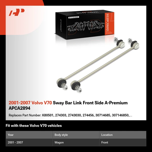 2001-2007 Volvo V70 Sway Bar Link Front Side A-Premium APCA2894
