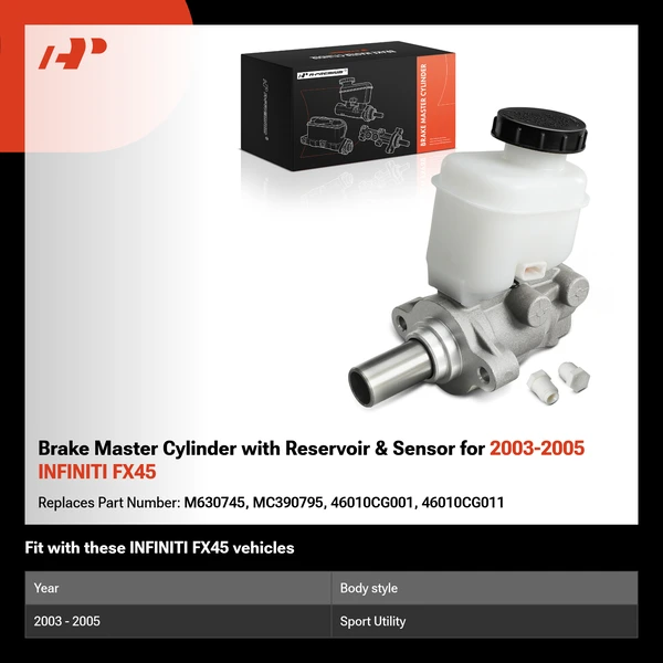 Brake Master Cylinder with Reservoir & Sensor for 2003-2005 INFINITI FX45