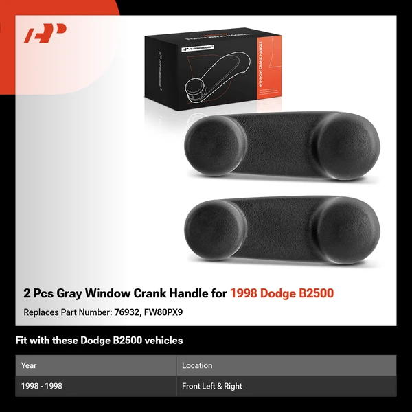 2 Pcs Gray Window Crank Handle for 1998 Dodge B2500