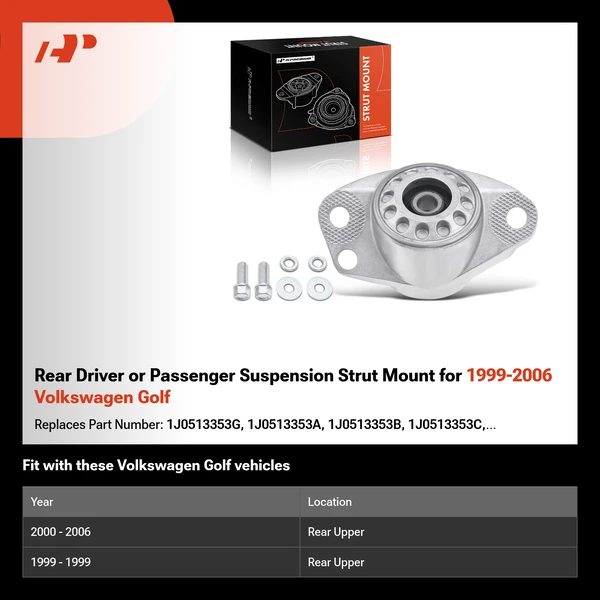 Rear Driver or Passenger Suspension Strut Mount for 1999-2006 Volkswagen Golf