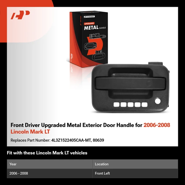 Front Driver Upgraded Metal Exterior Door Handle for 2006-2008 Lincoln Mark LT