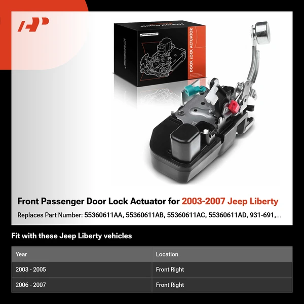 Front Passenger Door Lock Actuator for 2003-2007 Jeep Liberty