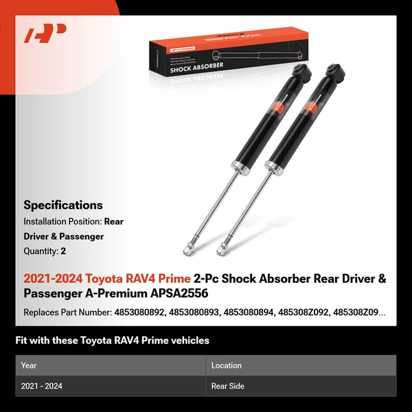 2021-2024 Toyota RAV4 Prime 2-Pc Shock Absorber Rear Driver & Passenger A-Premium APSA2556