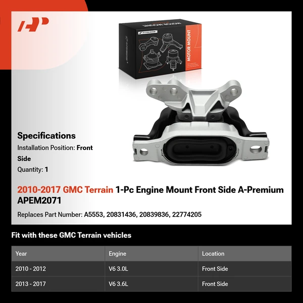 2010-2017 GMC Terrain 1-Pc Engine Mount Front Side A-Premium APEM2071