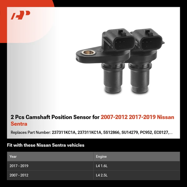 2 Pcs Camshaft Position Sensor for 2007-2012 2017-2019 Nissan Sentra