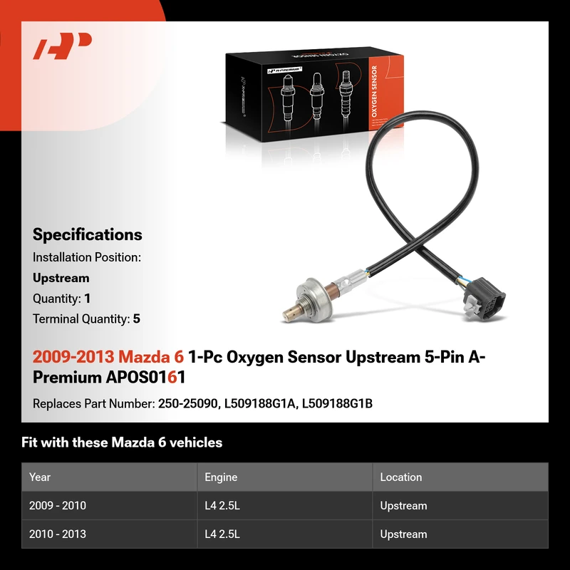 2009-2013 Mazda 6 1-Pc Oxygen Sensor Upstream 5-Pin A-Premium APOS0161