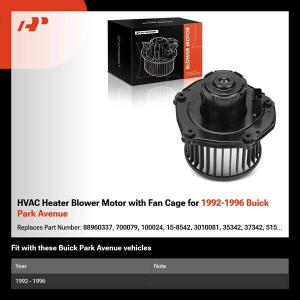 HVAC Heater Blower Motor with Fan Cage for 1992-1996 Buick Park Avenue