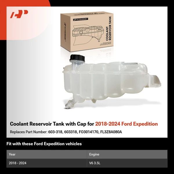 Coolant Reservoir Tank with Cap for 2018-2024 Ford Expedition