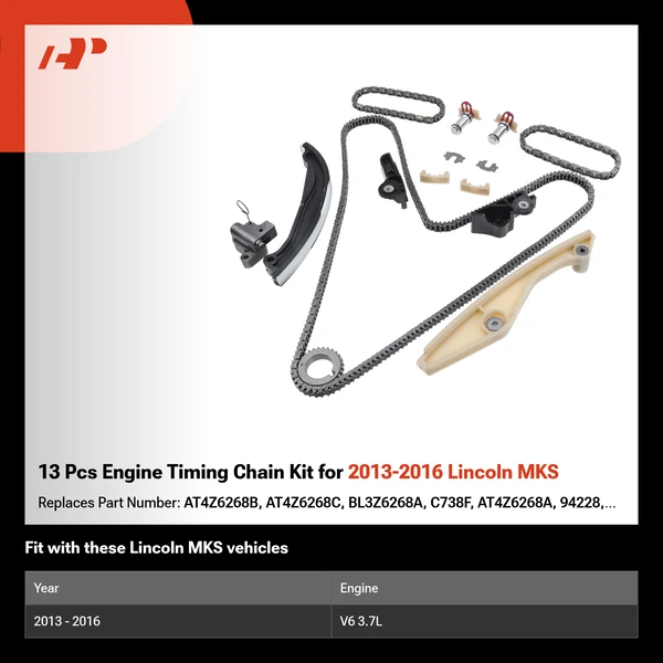 13 Pcs Engine Timing Chain Kit for 2013-2016 Lincoln MKS