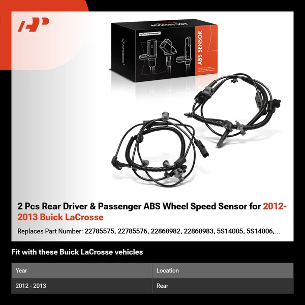 2 Pcs Rear Driver & Passenger ABS Wheel Speed Sensor for 2012-2013 Buick LaCrosse