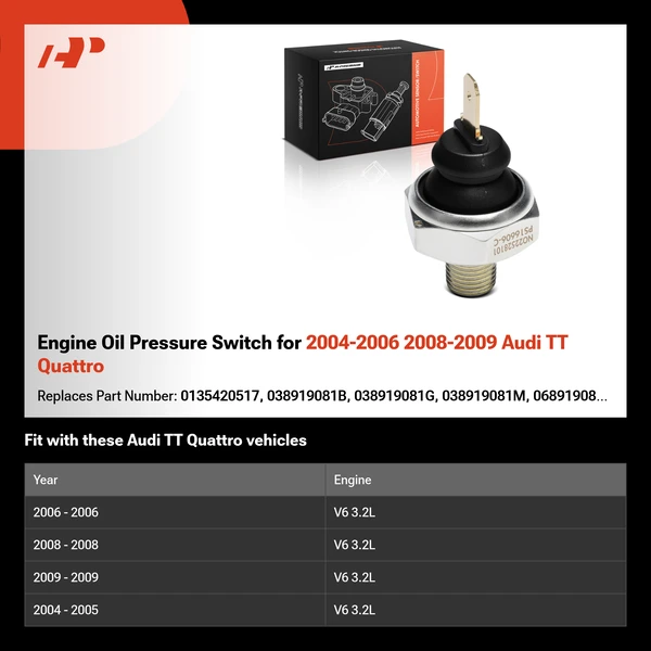 Engine Oil Pressure Switch for 2004-2006 2008-2009 Audi TT Quattro