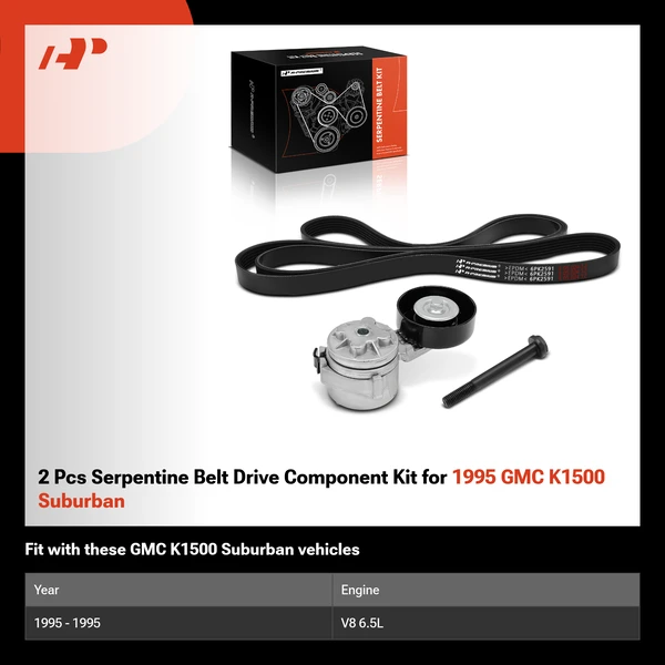 2 Pcs Serpentine Belt Drive Component Kit for 1995 GMC K1500 Suburban