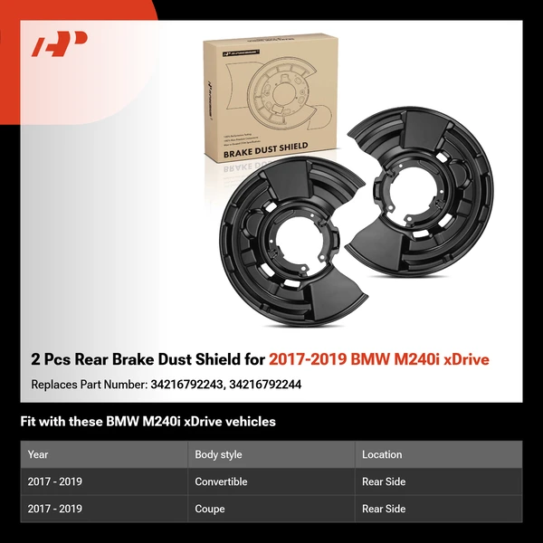 2 Pcs Rear Brake Dust Shield for 2017-2019 BMW M240i xDrive