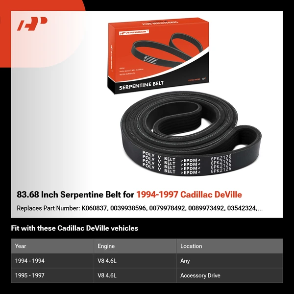 83.68 Inch Serpentine Belt for 1994-1997 Cadillac DeVille