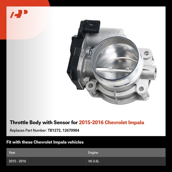 Throttle Body with Sensor for 2015-2016 Chevrolet Impala
