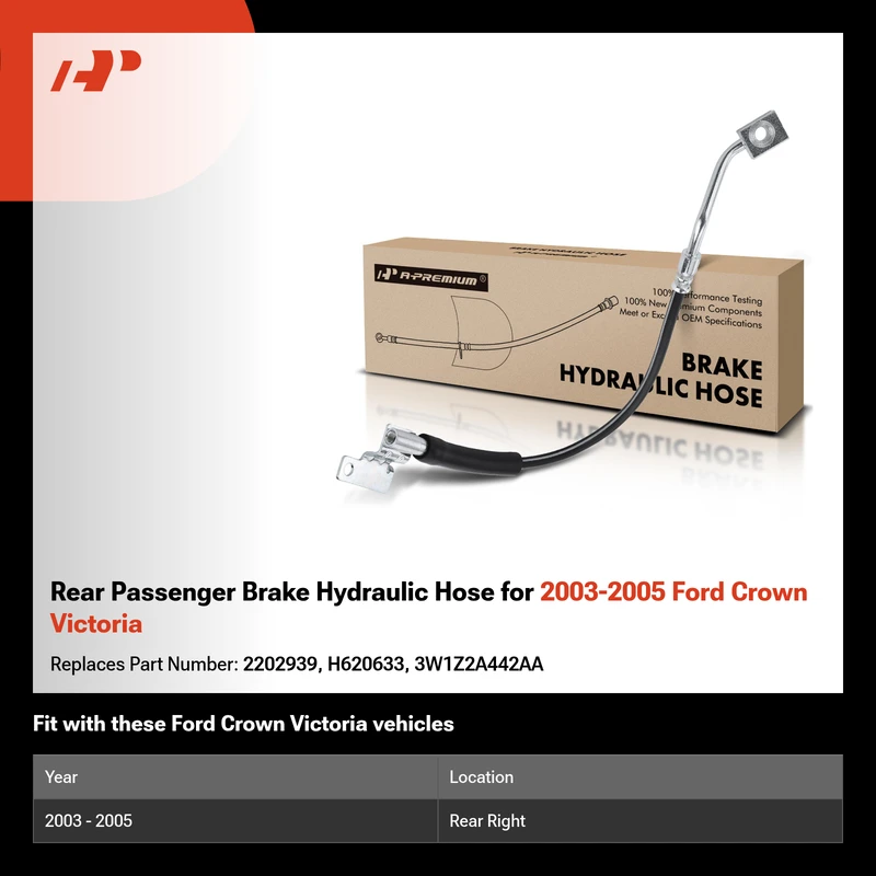 Rear Passenger Brake Hydraulic Hose for 2003-2005 Ford Crown Victoria