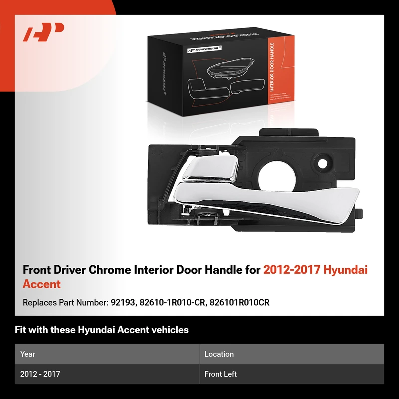 Front Driver Chrome Interior Door Handle for 2012-2017 Hyundai Accent