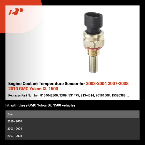 Engine Coolant Temperature Sensor for 2003-2004 2007-2008 2010 GMC Yukon XL 1500