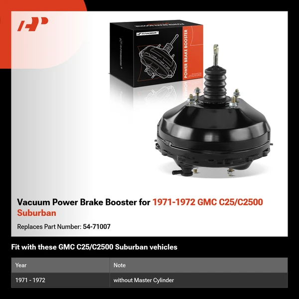 Vacuum Power Brake Booster for 1971-1972 GMC C25/C2500 Suburban