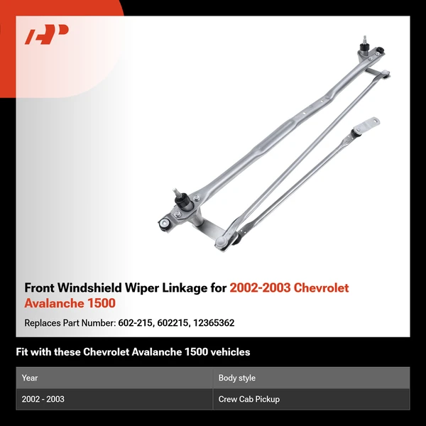 Front Windshield Wiper Linkage for 2002-2003 Chevrolet Avalanche 1500