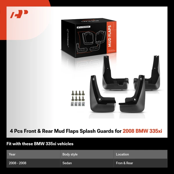 4 Pcs Front & Rear Mud Flaps Splash Guards for 2008 BMW 335xi