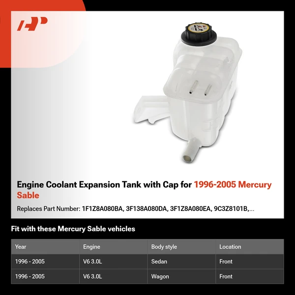 Engine Coolant Expansion Tank with Cap for 1996-2005 Mercury Sable