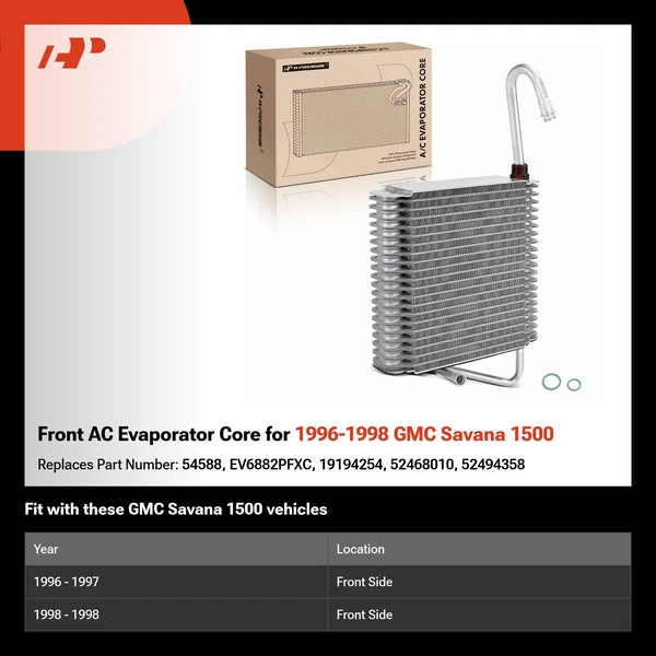 Front AC Evaporator Core for 1996-1998 GMC Savana 1500