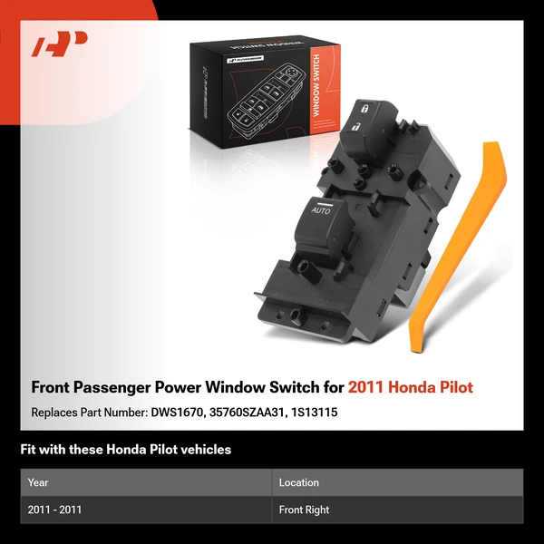 Front Passenger Power Window Switch for 2011 Honda Pilot