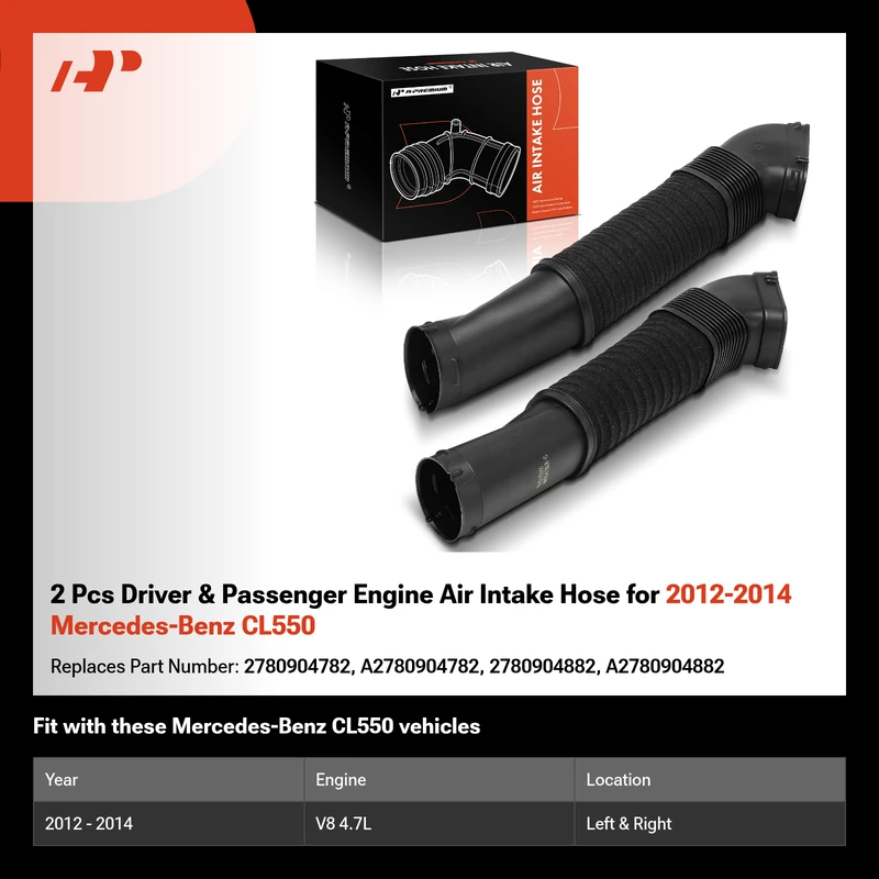 2 Pcs Driver & Passenger Engine Air Intake Hose for 2012-2014 Mercedes-Benz CL550