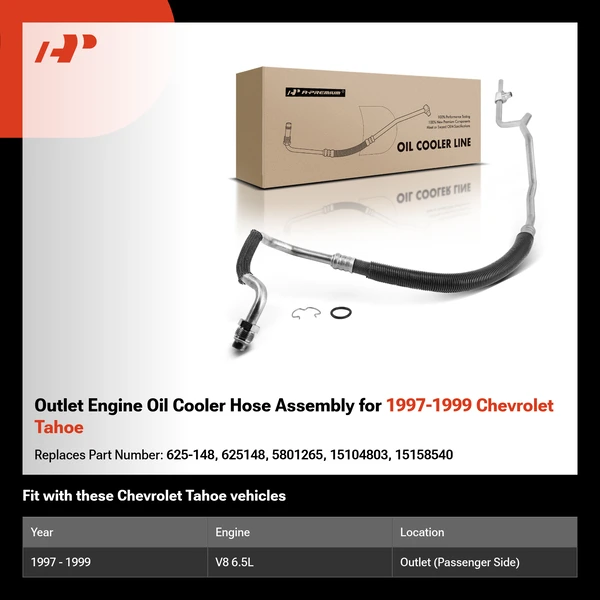 Outlet Engine Oil Cooler Hose Assembly for 1997-1999 Chevrolet Tahoe