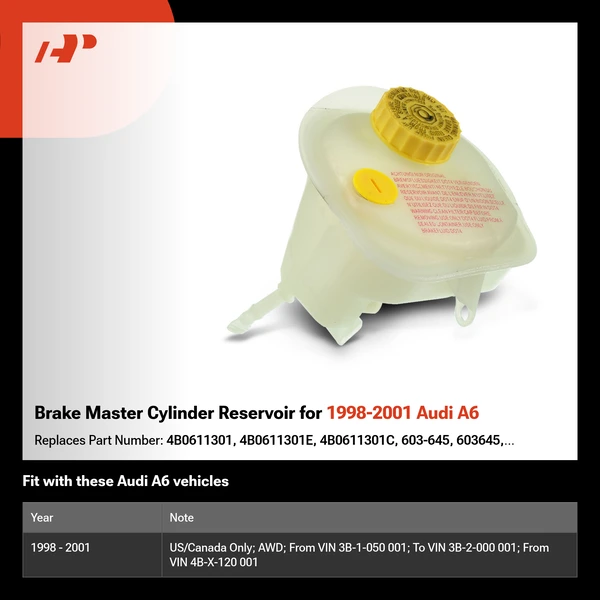 Brake Master Cylinder Reservoir for 1998-2001 Audi A6