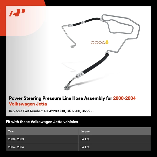 Power Steering Pressure Line Hose Assembly for 2000-2004 Volkswagen Jetta