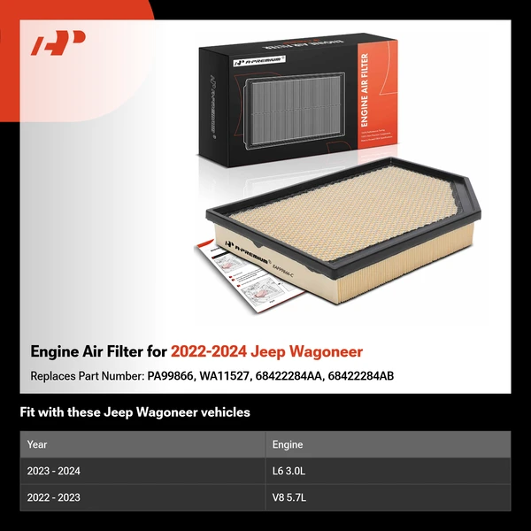 Engine Air Filter for 2022-2024 Jeep Wagoneer