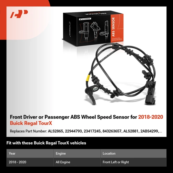 Front Driver or Passenger ABS Wheel Speed Sensor for 2018-2020 Buick Regal TourX