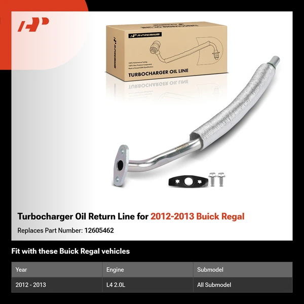 Turbocharger Oil Return Line for 2012-2013 Buick Regal