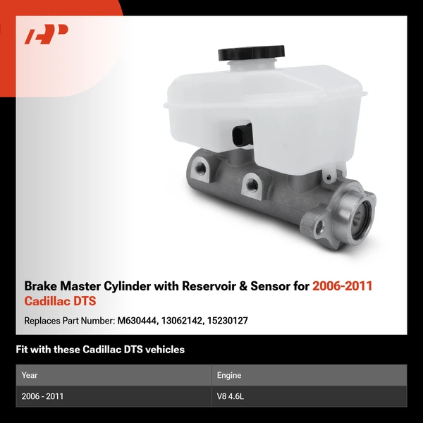 Brake Master Cylinder with Reservoir & Sensor for 2006-2011 Cadillac DTS