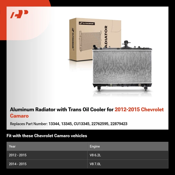 Aluminum Radiator with Trans Oil Cooler for 2012-2015 Chevrolet Camaro