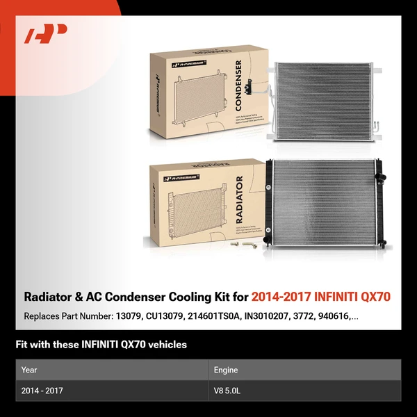 Radiator & AC Condenser Cooling Kit for 2014-2017 INFINITI QX70