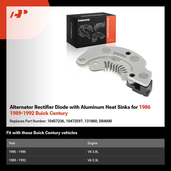 Alternator Rectifier Diode with Aluminum Heat Sinks for 1986 1989-1992 Buick Century