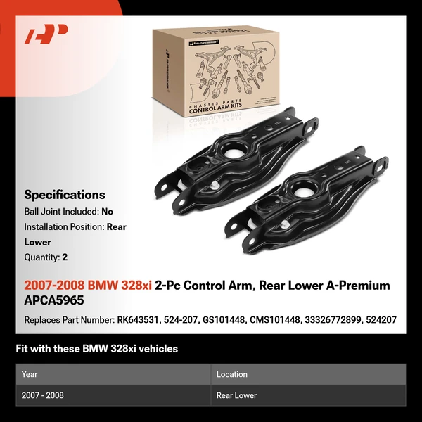 2007-2008 BMW 328xi 2-Pc Control Arm, Rear Lower A-Premium APCA5965