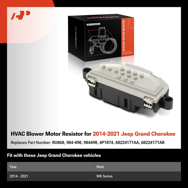 HVAC Blower Motor Resistor for 2014-2021 Jeep Grand Cherokee