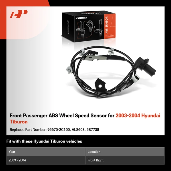 Front Passenger ABS Wheel Speed Sensor for 2003-2004 Hyundai Tiburon
