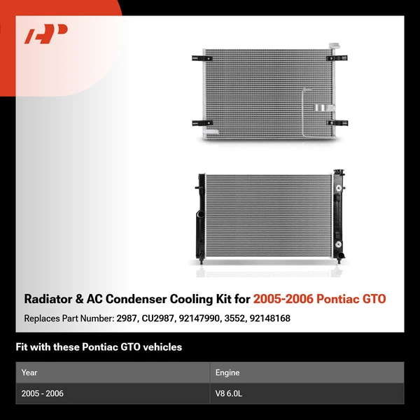 Radiator & AC Condenser Cooling Kit for 2005-2006 Pontiac GTO