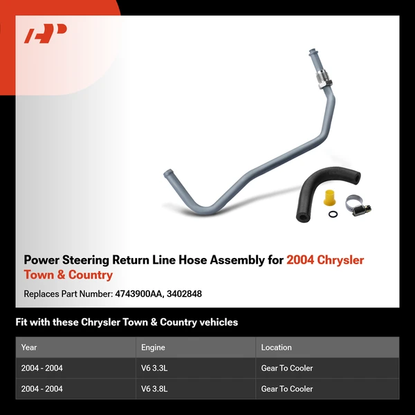 Power Steering Return Line Hose Assembly for 2004 Chrysler Town & Country