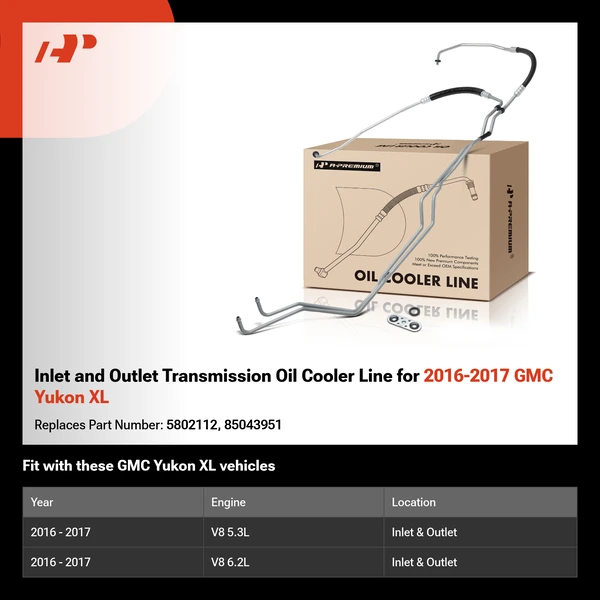 Inlet and Outlet Transmission Oil Cooler Line for 2016-2017 GMC Yukon XL