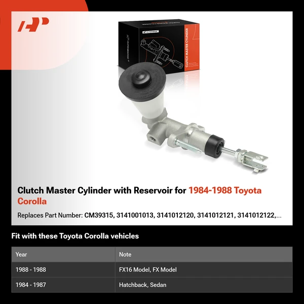 Clutch Master Cylinder with Reservoir for 1984-1988 Toyota Corolla